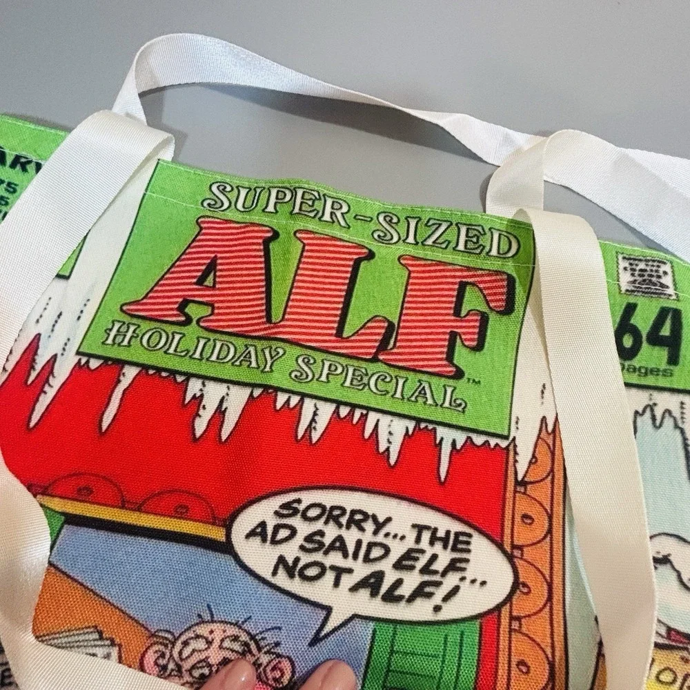 Alf 80's Holiday Theme Reusable Tote Bag Shopping Grocery Travel Double Handle